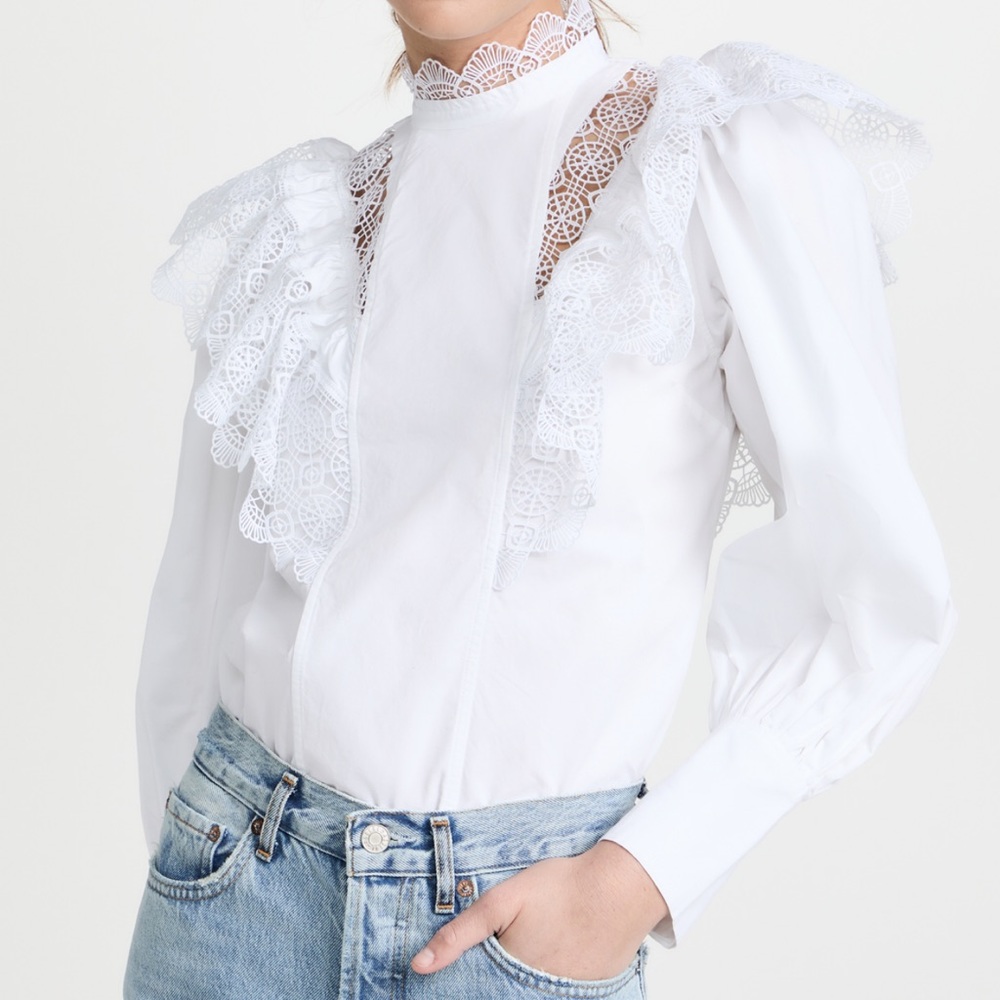 GANNI Heavy Cotton Blouse - White